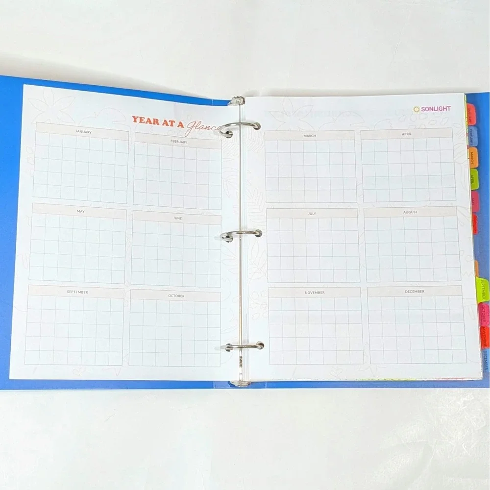 Sonlight Homeschool Planner Undated 3-Ring Binder Organizer Blue Multi-Color